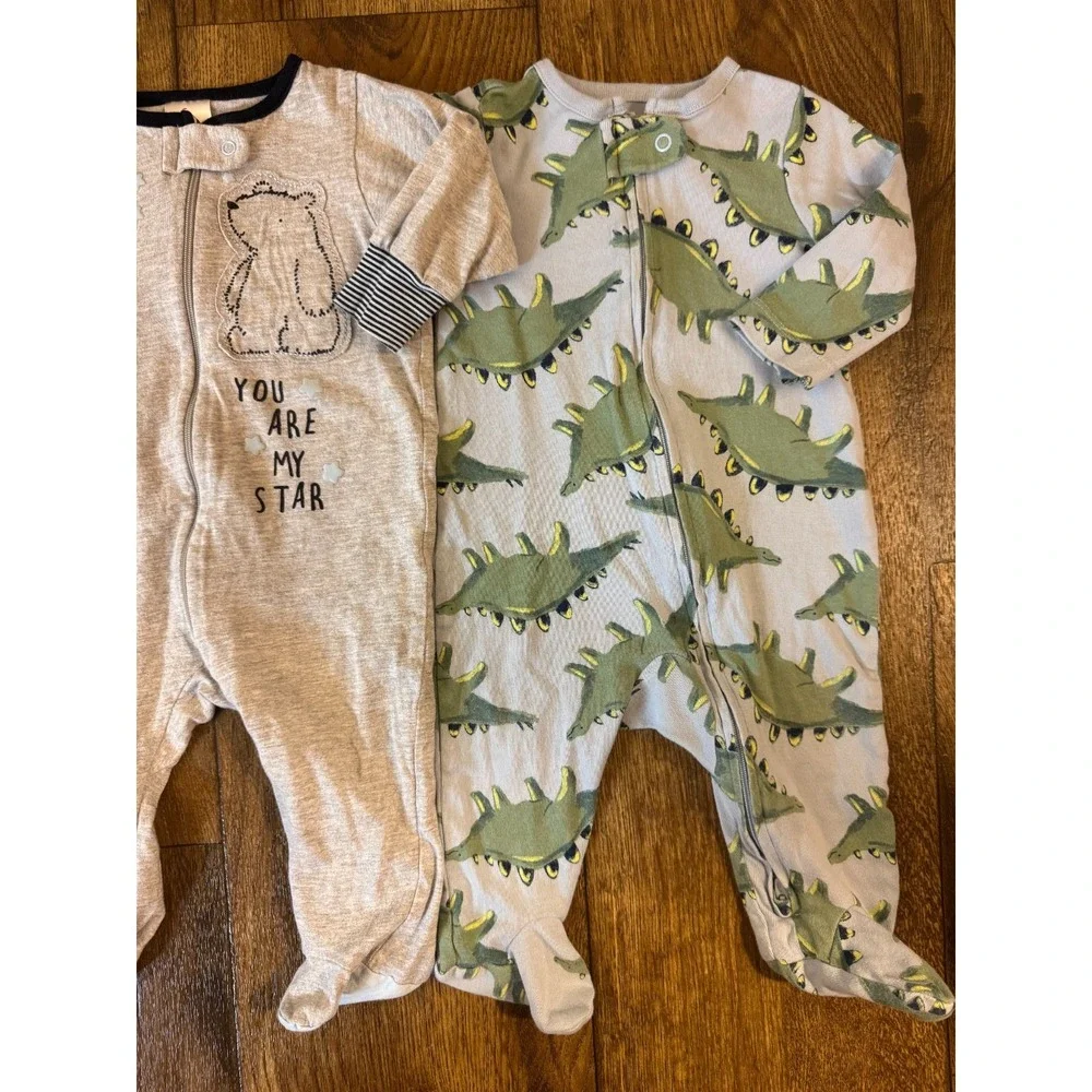 Baby Boy Sleepers 3/6 Months Lot Zipper Rompers Outfits Clothes Bundle Cotton